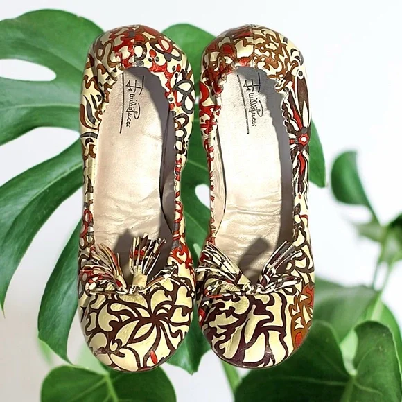 Emilio Pucci Leather Ballet Flats Classic Print - Picture 5 of 15